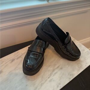 Stuart Weitzman Black Patent Leather Loafers